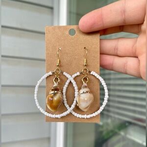 Handmade shell earrings hoops